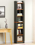Lukzer 6-Layer Open Bookshelf & Display Rack – Engineered Wood, White, Wenge, Oak, Brown, Light Oak, Lava, Mist, Charcoal, Ember (MR-005)