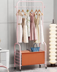 Lukzer Metal Clothes Rail Stand with 4 Side Hooks & 1-Tier Leather Storage Bin, 360° Rotating Wheels | Garment Rack Organizer for Bedroom, Closet, Dorm, Laundry | MGR-009 (171 x 75 x 35)
