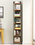 Lukzer 6-Layer Open Bookshelf & Display Rack – Engineered Wood, White, Wenge, Oak, Brown, Light Oak, Lava, Mist, Charcoal, Ember (MR-005)