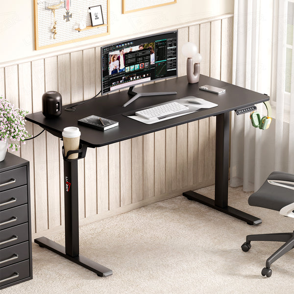 Lukzer Electric Automatic Height Adjustable Sit Stand Desk EST-003 ( Black & Black) 3-Years Warranty