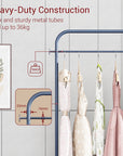 Lukzer Metal Clothes Rail Stand with 4 Side Hooks & 1-Tier Leather Storage Bin, 360° Rotating Wheels | Garment Rack Organizer for Bedroom, Closet, Dorm, Laundry | MGR-009 (171 x 75 x 35)