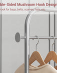 Lukzer Metal Clothes Rail Stand with 4 Side Hooks & 1-Tier Leather Storage Bin, 360° Rotating Wheels | Garment Rack Organizer for Bedroom, Closet, Dorm, Laundry | MGR-009 (171 x 75 x 35)