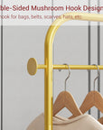 Lukzer Metal Clothes Rail Stand with 4 Side Hooks & 1-Tier Leather Storage Bin, 360° Rotating Wheels | Garment Rack Organizer for Bedroom, Closet, Dorm, Laundry | MGR-009 (171 x 75 x 35)
