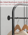 Lukzer Metal Clothes Rail Stand with 4 Side Hooks & 1-Tier Leather Storage Bin, 360° Rotating Wheels | Garment Rack Organizer for Bedroom, Closet, Dorm, Laundry | MGR-009 (171 x 75 x 35)
