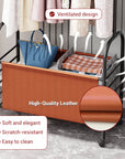 Lukzer Metal Clothes Rail Stand with 4 Side Hooks & 1-Tier Leather Storage Bin, 360° Rotating Wheels | Garment Rack Organizer for Bedroom, Closet, Dorm, Laundry | MGR-009 (171 x 75 x 35)