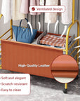 Lukzer Metal Clothes Rail Stand with 4 Side Hooks & 1-Tier Leather Storage Bin, 360° Rotating Wheels | Garment Rack Organizer for Bedroom, Closet, Dorm, Laundry | MGR-009 (171 x 75 x 35)