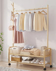 Lukzer 2-Bottom Shelf Garment Stand – Mesh Design, MGR-002-90cm (Gold/Black/White)