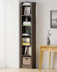 Lukzer 6-Layer Open Bookshelf & Display Rack – Engineered Wood, White, Wenge, Oak, Brown, Light Oak, Lava, Mist, Charcoal, Ember (MR-005)
