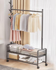 Lukzer 2-Bottom Shelf Garment Stand – Mesh Design, MGR-002-90cm (Gold/Black/White)