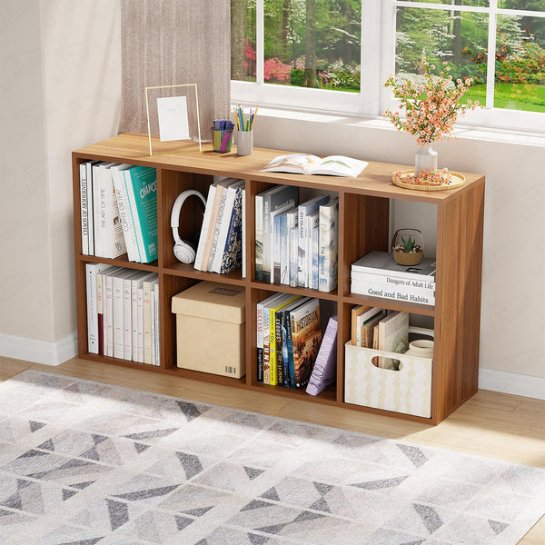 Lukzer 8 Cube Shelf Engineered Wood Bookshelf Storage Organizer (MR-009/Oak Brown)
