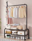 Lukzer 2-Bottom Shelf Garment Stand – Single Pole, (MGR-008) 110cm (Gold/Black/White/Deep Sea/Pink/Grey)