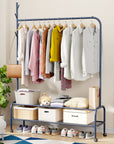 Lukzer 2-Bottom Shelf Garment Stand – Single Pole, (MGR-008) 110cm (Gold/Black/White/Deep Sea/Pink/Grey)