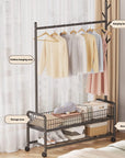 Lukzer 2-Bottom Shelf Garment Stand – Mesh Design, MGR-002-90cm (Gold/Black/White)