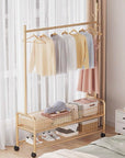 Lukzer 2-Bottom Shelf Garment Stand – Mesh Design, MGR-002-90cm (Gold/Black/White)
