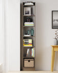 Lukzer 6-Layer Open Bookshelf & Display Rack – Engineered Wood, White, Wenge, Oak, Brown, Light Oak, Lava, Mist, Charcoal, Ember (MR-005)