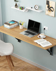 Lukzer Multi-Function Wood Wall Mounted Folding Table – Space-Saving Modern Design (White, Wenge, Oak Brown & Light Oak) | MT-001, 120x40cm