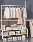 Lukzer 2-Bottom Shelf Garment Stand – Single Pole, (MGR-008) 110cm (Gold/Black/White/Deep Sea/Pink/Grey)