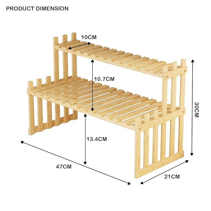 Lukzer Multipurpose Standing Shelf Rack for Kitchen Organizer | Bamboo Storage Rack for for Books, Plants, Decor & More | Lightweight, Durable Organizer for Living Room, Balcony & Office - (2,3,5,6 Tier)