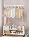 Lukzer 2-Bottom Shelf Garment Stand – Mesh Design, MGR-002-90cm (Gold/Black/White)
