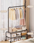 Lukzer 2-Bottom Shelf Garment Stand – Single Pole, (MGR-008) 110cm (Gold/Black/White/Deep Sea/Pink/Grey)
