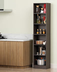 Lukzer 6-Layer Open Bookshelf & Display Rack – Engineered Wood, White, Wenge & Oak Brown (MR-006)