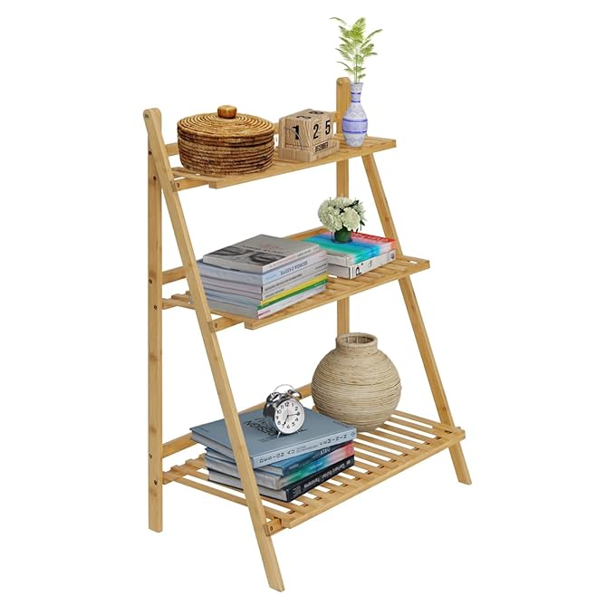 Lukzer Multipurpose Standing Shelf Rack for Kitchen Organizer | Bamboo Storage Rack for for Books, Plants, Decor & More | Lightweight, Durable Organizer for Living Room, Balcony & Office - (2,3,5,6 Tier)