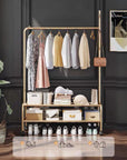 Lukzer 2-Bottom Shelf Garment Stand – Single Pole, (MGR-008) 110cm (Gold/Black/White/Deep Sea/Pink/Grey)