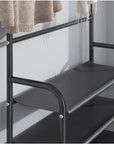 Lukzer Space-Saving Metal Garment Stand with 8 Hangers & 5-Tier Storage – Black/White (170x80x26cm)