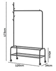 Lukzer 2-Bottom Shelf Garment Stand – Single Pole, (MGR-008) 110cm (Gold/Black/White/Deep Sea/Pink/Grey)