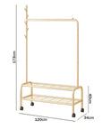 Lukzer 2-Bottom Shelf Garment Stand – Single Pole, (MGR-008) 110cm (Gold/Black/White/Deep Sea/Pink/Grey)