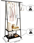 Lukzer A-Shape Garment Stand with 2 Bottom Shelves – Sturdy Clothing Rack (Model: AS-01)
