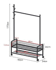 Lukzer 2-Bottom Shelf Garment Stand – Mesh Design, MGR-002-90cm (Gold/Black/White)