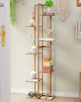 Lukzer Multipurpose Standing Shelf Rack for Kitchen Organizer | Bamboo Storage Rack for for Books, Plants, Decor & More | Lightweight, Durable Organizer for Living Room, Balcony & Office - (2,3,5,6 Tier)