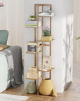 Lukzer Multipurpose Standing Shelf Rack for Kitchen Organizer | Bamboo Storage Rack for for Books, Plants, Decor & More | Lightweight, Durable Organizer for Living Room, Balcony & Office - (2,3,5,6 Tier)