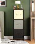 Lukzer 3-Tier Fabric Drawer Organizer with Wooden Shelves & Metal Frame (MRM-002/White, Oak Brown, Wenge)