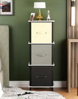 Lukzer 3-Tier Fabric Drawer Organizer with Wooden Shelves & Metal Frame (MRM-002/White, Oak Brown, Wenge)