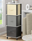 Lukzer 3-Tier Fabric Drawer Organizer with Wooden Shelves & Metal Frame (MRM-002/White, Oak Brown, Wenge)