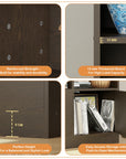 Lukzer Engineered Wood Bookshelf (MR-033) | Open Display Rack with Push Latch Doors & 2 Bottom Shelf – Oak Brown, Wenge, White