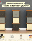 Lukzer 3-Tier Fabric Drawer Organizer with Wooden Shelves & Metal Frame (MRM-002/White, Oak Brown, Wenge)