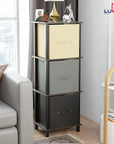Lukzer 3-Tier Fabric Drawer Organizer with Wooden Shelves & Metal Frame (MRM-002/White, Oak Brown, Wenge)
