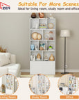 Lukzer Engineered Wood Bookshelf (MR-033) | Open Display Rack with Push Latch Doors & 2 Bottom Shelf – Oak Brown, Wenge, White