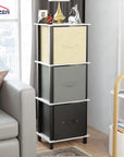 Lukzer 3-Tier Fabric Drawer Organizer with Wooden Shelves & Metal Frame (MRM-002/White, Oak Brown, Wenge)