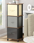 Lukzer 3-Tier Fabric Drawer Organizer with Wooden Shelves & Metal Frame (MRM-002/White, Oak Brown, Wenge)