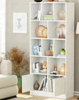 Lukzer Engineered Wood Bookshelf (MR-033) | Open Display Rack with Push Latch Doors & 2 Bottom Shelf – Oak Brown, Wenge, White