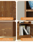 Lukzer Engineered Wood Bookshelf (MR-033) | Open Display Rack with Push Latch Doors & 2 Bottom Shelf – Oak Brown, Wenge, White
