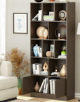 Lukzer Engineered Wood Bookshelf (MR-033) | Open Display Rack with Push Latch Doors & 2 Bottom Shelf – Oak Brown, Wenge, White
