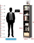 Lukzer 6-Layer Open Bookshelf & Display Rack – Engineered Wood, White, Wenge & Oak Brown (MR-006)
