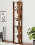 Lukzer 5-Layer Bookshelf & Open Display Rack – White, Wenge & Oak Brown (MR-019)