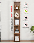 Lukzer 5-Layer Bookshelf & Open Display Rack – White, Wenge & Oak Brown (MR-019)