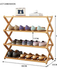 Lukzer 4-Tier Bamboo Shoe Rack Organizer | Wooden Storage Shelf for Entryway, Living Room, Bathroom | Multipurpose Stand for Shoes, Plants, Towels, Kitchen & More